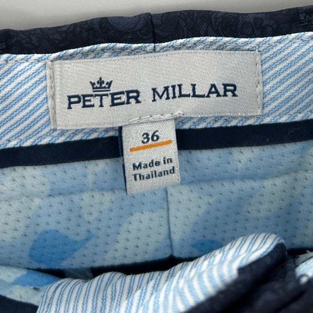 Peter Millar‎ Mens Navy Blue Skull Rose Print Performance Golf Shorts Size 36